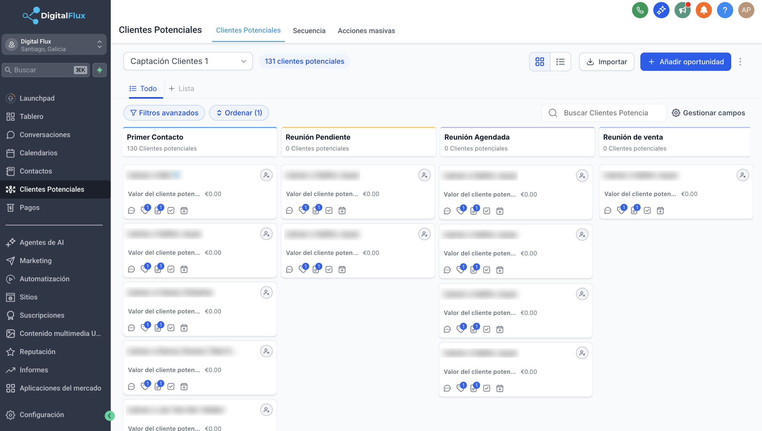 Oportunidades y clientes en DigitalFlux